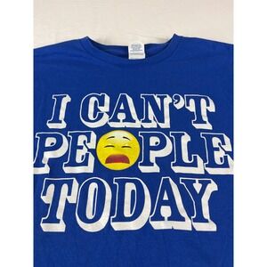 Delta Apparel T Shirt Mens XL Blue I Can't People Today Emoji Graphic Tee Humor